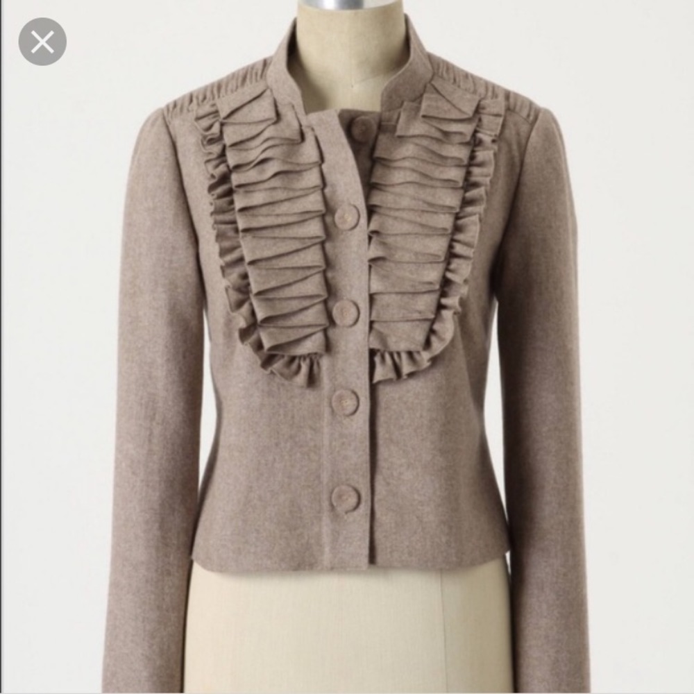 Anthropologie Tabitha wool ruffle front jacket